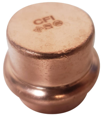 3" Press Copper Cap, Press End, Copper, Low Lead