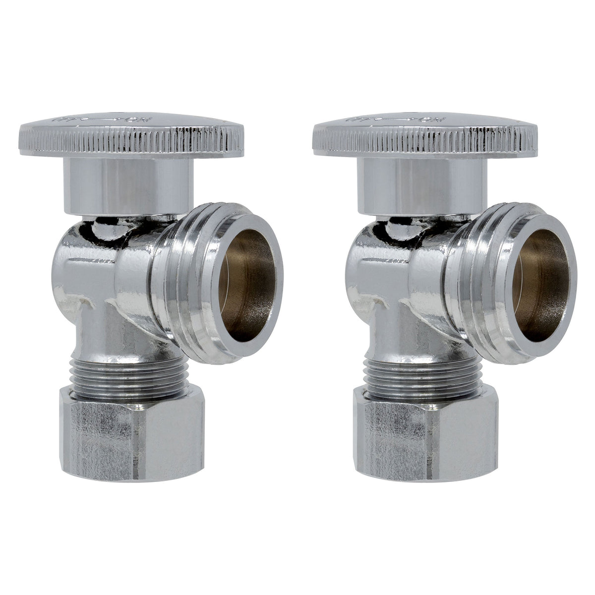 1/4 Turn Washing Machine Valve, 5/8" OD Compression x 3/4" MHT, Chrome Plated Brass (1 or 2 Pack)