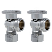 1/4 Turn Washing Machine Angle Stop, 5/8" OD Compression x 3/4" MHT Heavy Duty Chrome Plated Brass Quarter Shut Off Valve with Ferrule and Nut [2 Pack]