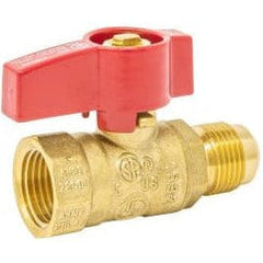 Brass gas valve, 1 inch flare x 3/4 inch FIP
