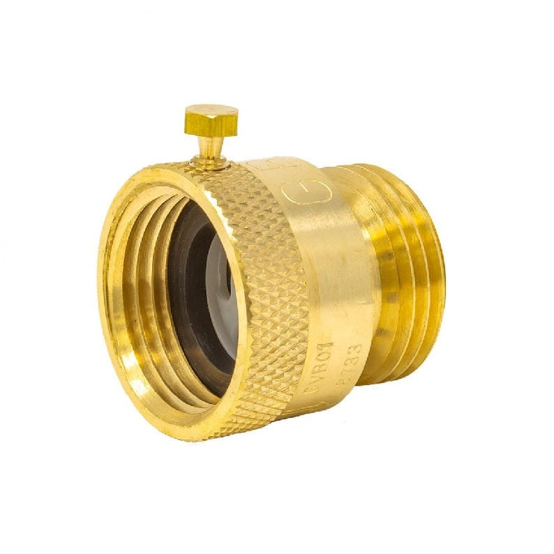 Brass hose vacuum breaker, 3/4 inch FHT x MHT, with break-off screw