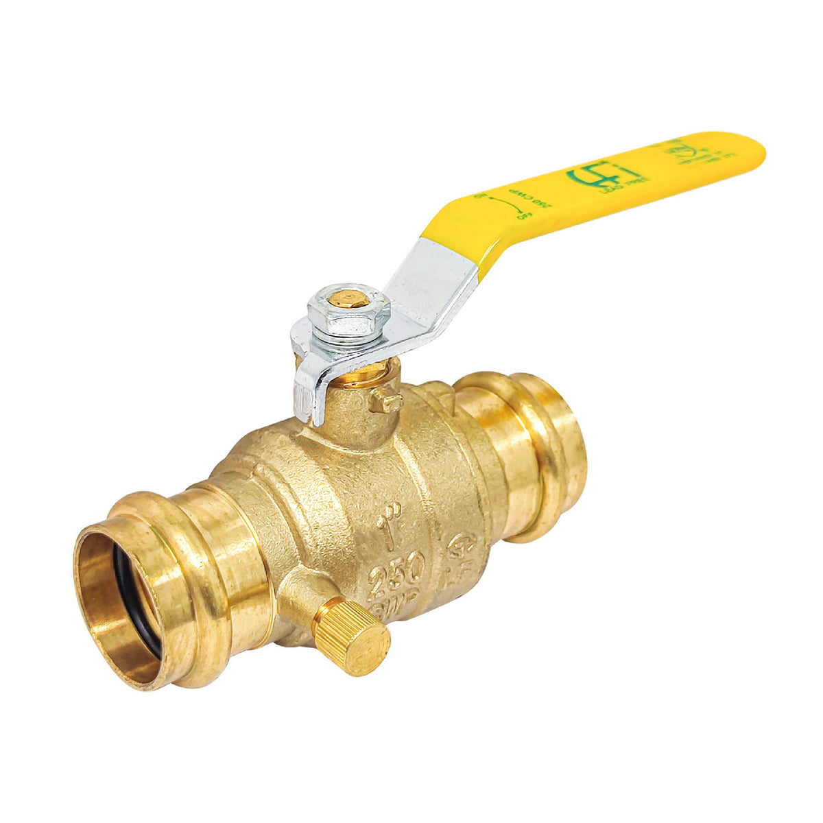 1/2 inch lead free brass press ends ball valve with drain, ProPress compatible