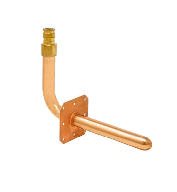 Expansion Stub Out 90° Elbow 1/2" LF Brass ASTM F1960 PEX A Fitting, Length 12.5" x 6" with Nail Plate