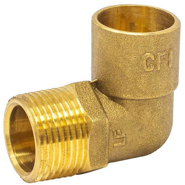 3/4" 90° Elbow C x M, Cast Brass, Lead Free