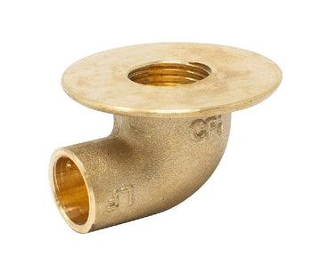 1/2" 90° Flanged Sink Elbow C x F, Cast Brass, Lead Free