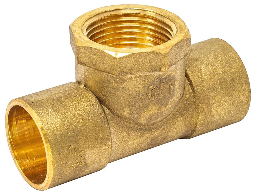 1" x 1" x 1/2" Tee C x C x F, Cast Brass , Lead Free
