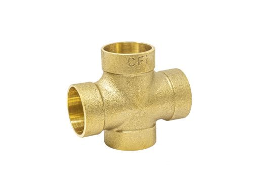 2" DWV Double Sanitary Tee C x C x C x C, Cast Brass