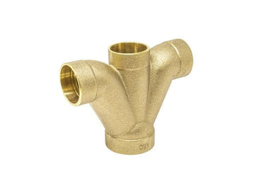 2" x 2" x 1-1/2" x 1-1/2" DWV Combi C x C x C x C, Cast Brass