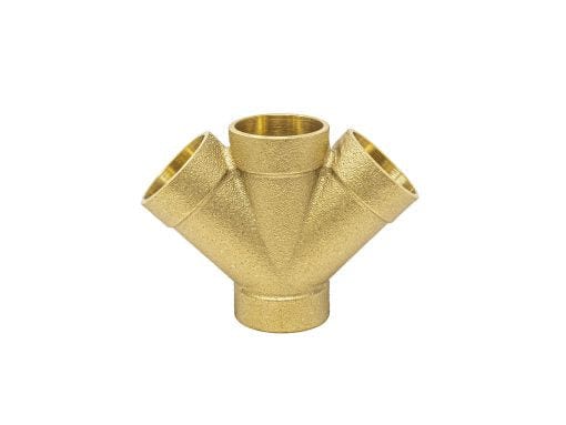 2" DWV Brass Double WYE C x C x C x C, Cast Brass