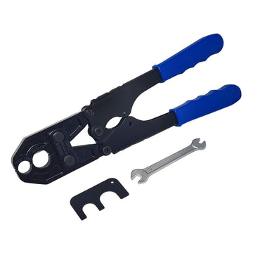 PEX B Pipe Crimp Tool Combination for Copper/Brass Rings 1/2" and 3/4", Go-No-Go Gauge and Wrench included