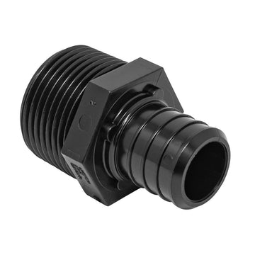 3/4" PEX B Crimp x 1/2" MIP Threaded PPSU Black Poly Male Reducer Adapter, ASTM F2159