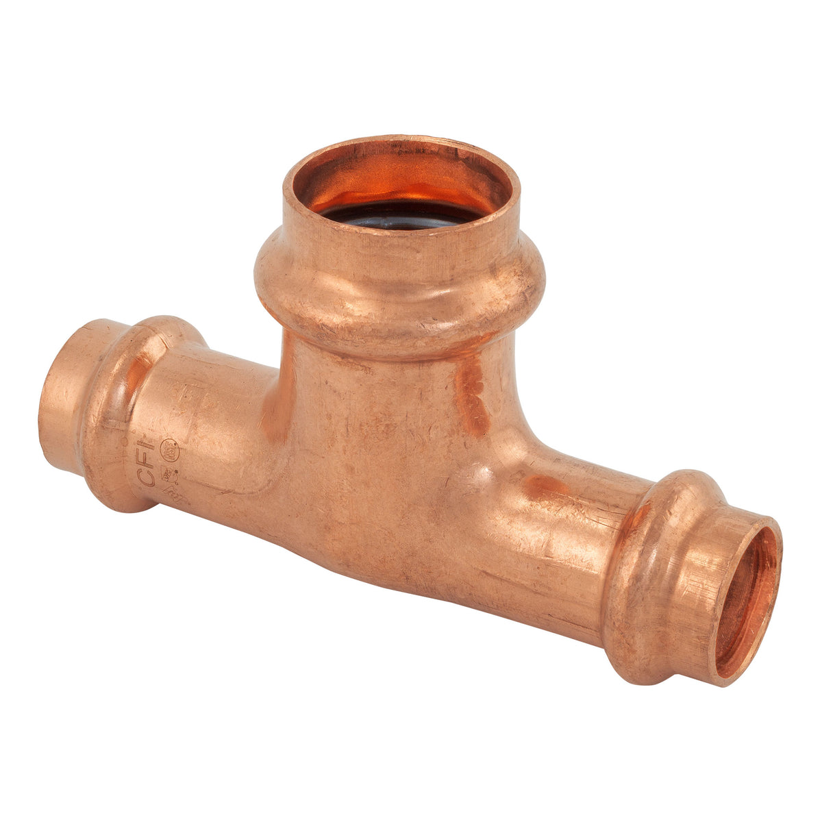 1/2 inch x 1/2 inch x 3/4 inch copper press reducing tee, P x P x P, ProPress compatible
