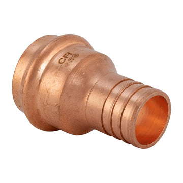 Copper 1" Press (P) x 1/2" PEX B Crimp Reducing Fitting for Copper and PEX Pipe. ProPress Compatible.
