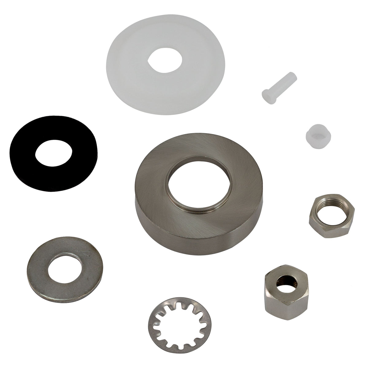 Brushed Nickel escutcheon plate and mounting hardware pack for Metpure FA-08/FA-09 RO faucet