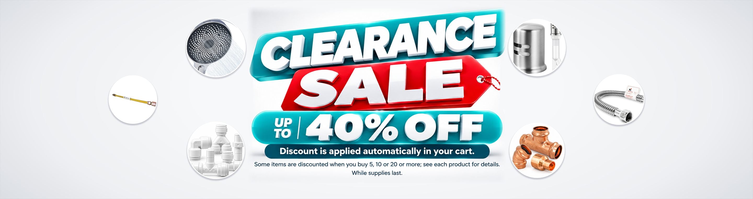 Clearance sale: up to 40% off. Discount is applied automatically in your cart. Some items are discounted when you buy 5, 10 or 20 or more; see each product for details. While supplies last.